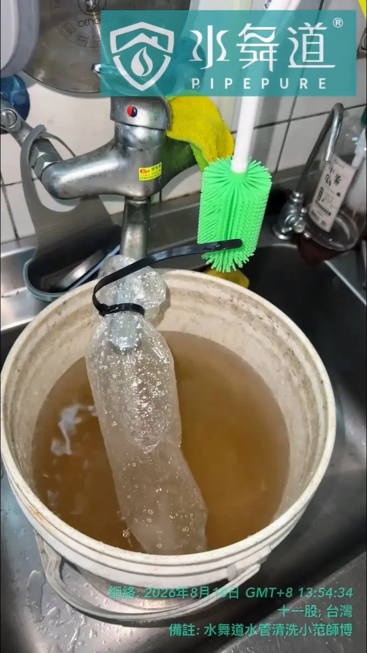 即使頂樓已有全戶濾水器，房東仍安排水管清洗。本案說明地下水黃水能否靠洗水管改善、濾水與清管的差別，以及老屋施工前應先理解的限制